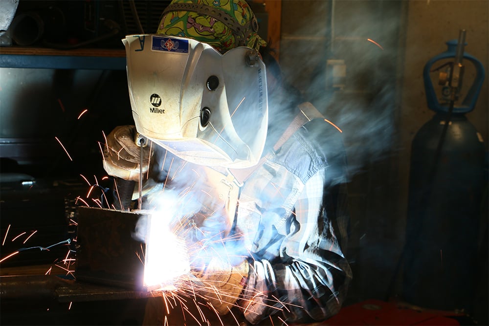 Student welding